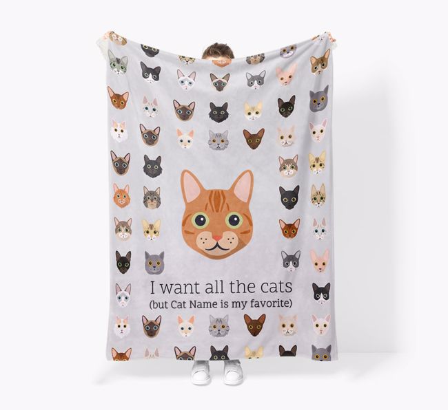 I Want All The Cats: Personalized {breedFullName} Premium Sherpa Fleece Blanket